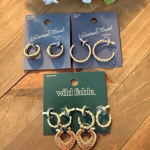 Gold Hoop Earring Bundle | Universal Thread & Wild Fable | Chunky Twisted Hoops